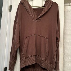 Aerie Brown vneck hoodie